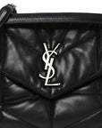 Lambskin Quilted Medium Loulou Puffer Monogram Chain Satchel Black