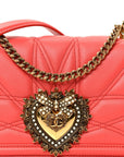 Lambskin Medium Devotion Crossbody Bag Corallo