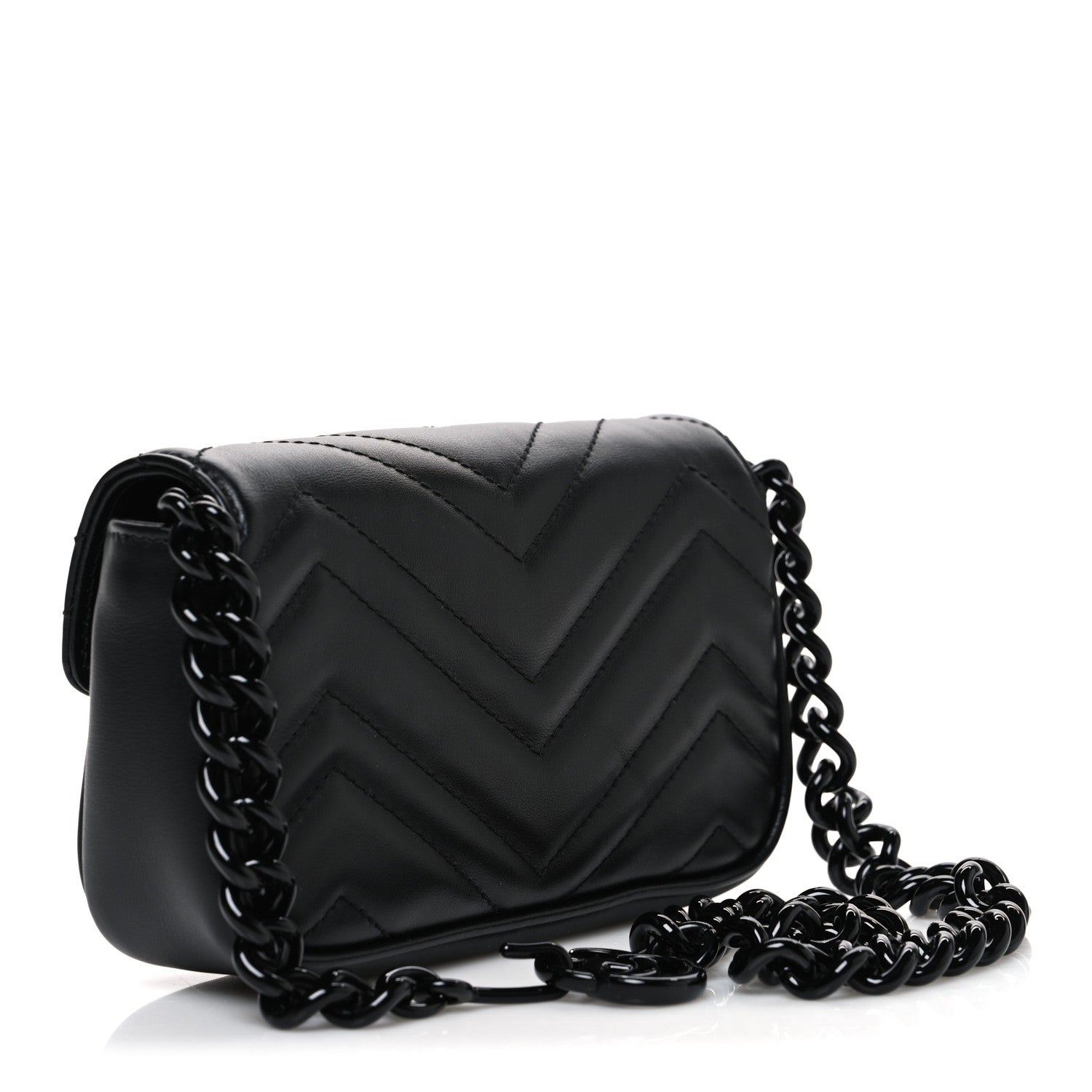 Calfskin Matelasse Monochrome GG Marmont Chain Belt Bag Black