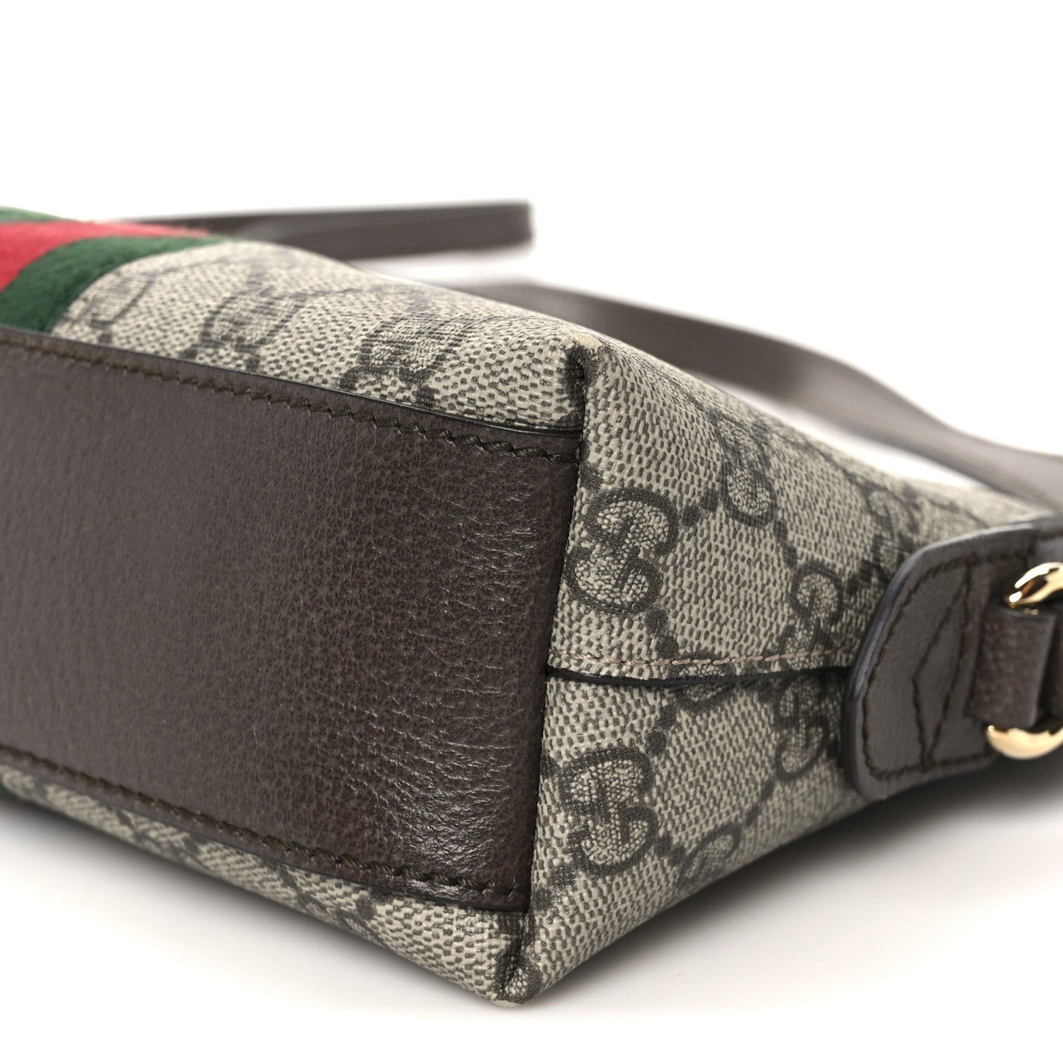 GG Supreme Monogram Textured Dollar Calfskin Web Small Ophidia Dome Shoulder Bag Beige Ebony New Acero