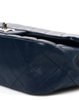 Lambskin Quilted Medium Double Flap Navy