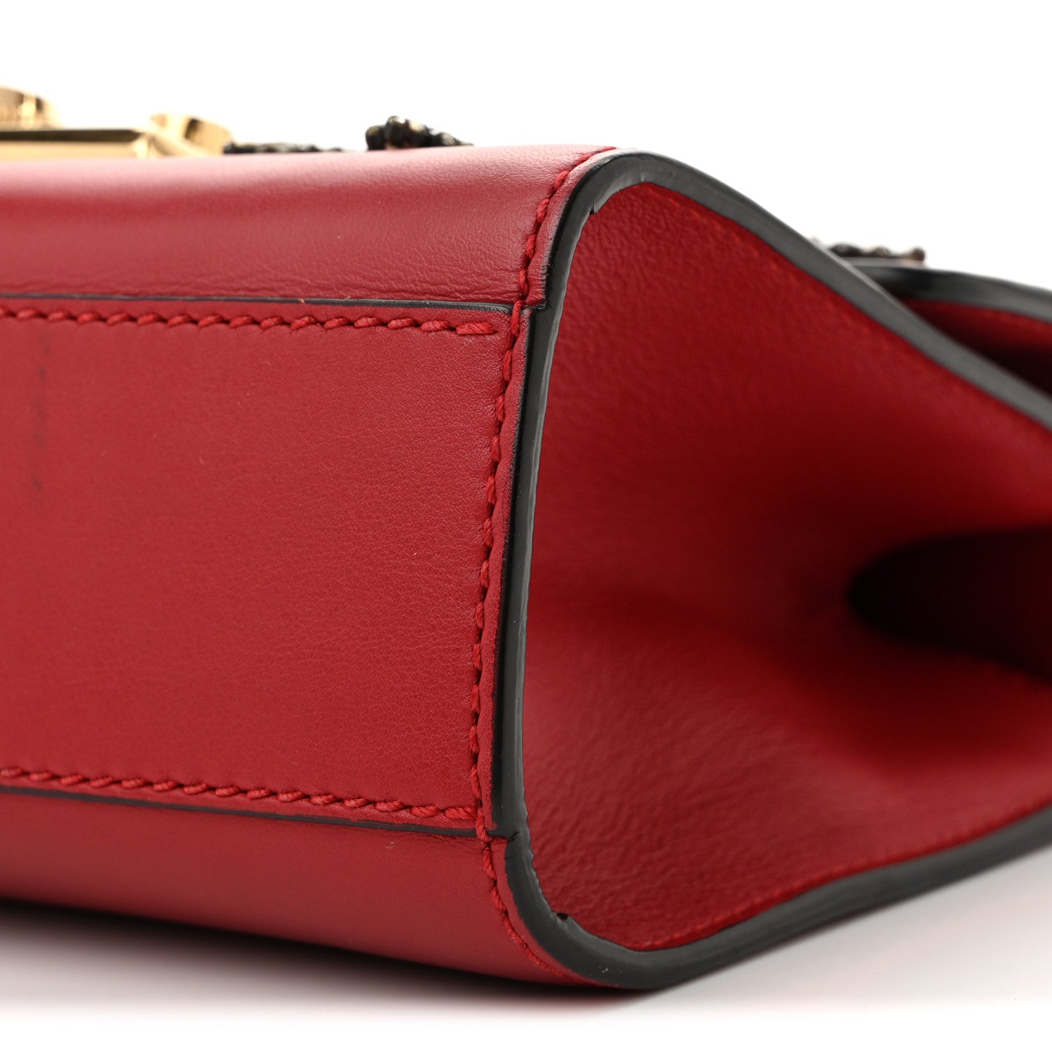 Calfskin Crystal Star Embroidered Small Padlock Shoulder Bag Hibiscus Red