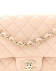 Caviar Quilted Medium Double Flap Beige