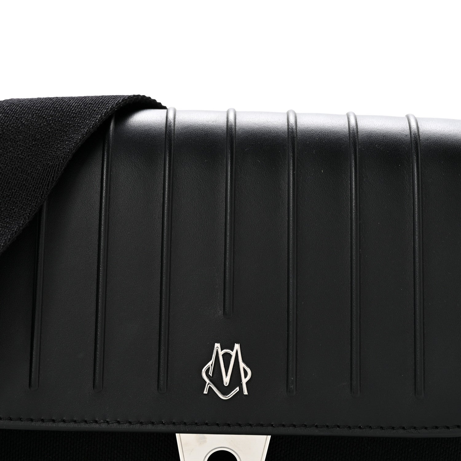 Calfskin Canvas Never Still Crossbody Flap Bag Black