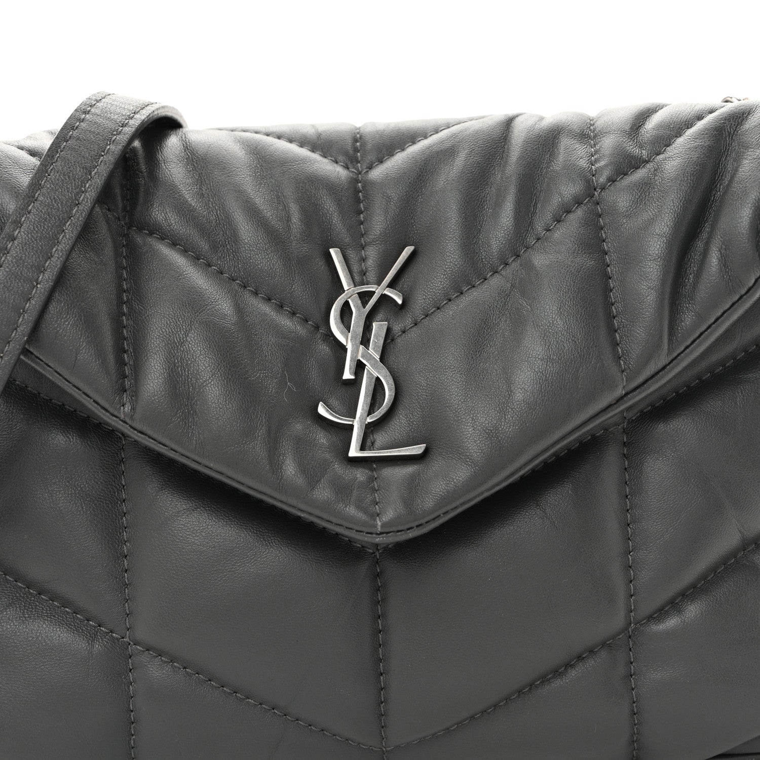 Lambskin Quilted Toy Loulou Puffer Monogram Chain Satchel Fog