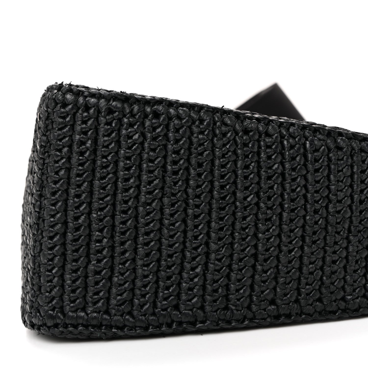 Yarn Raffia Effect Crochet Triangle Shoulder Bag Black