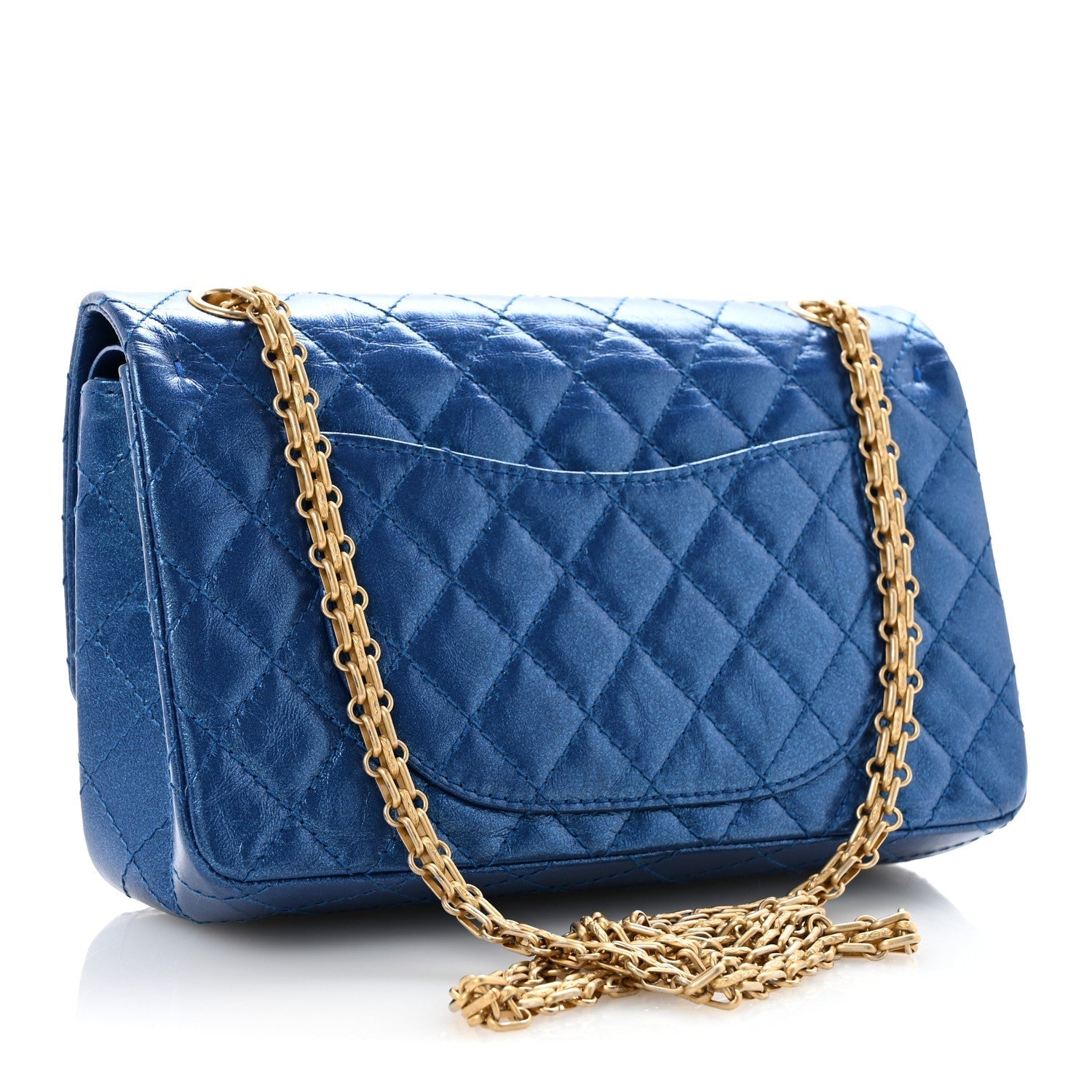 Metallic Calfskin Quilted 2.55 Reissue 225 Flap Blue