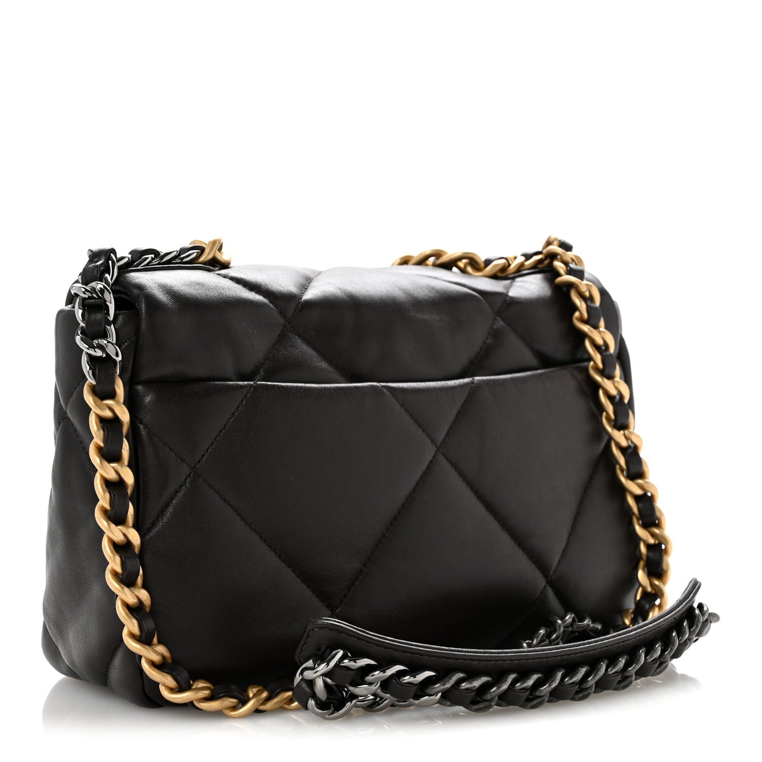 Lambskin Quilted Medium CHNL 19 Flap Dark Brown