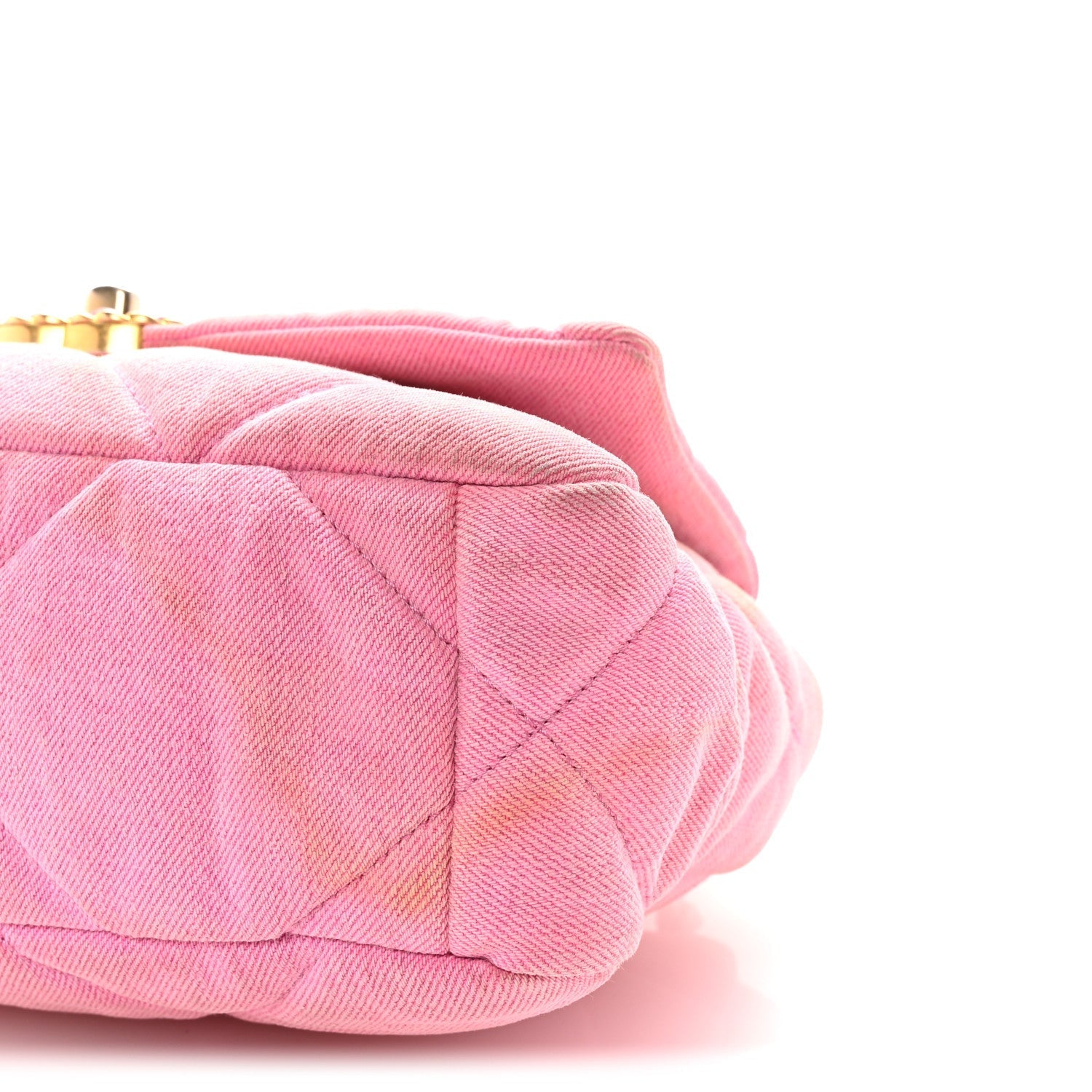 Denim Quilted Medium CHNL 19 Flap Neon Pink