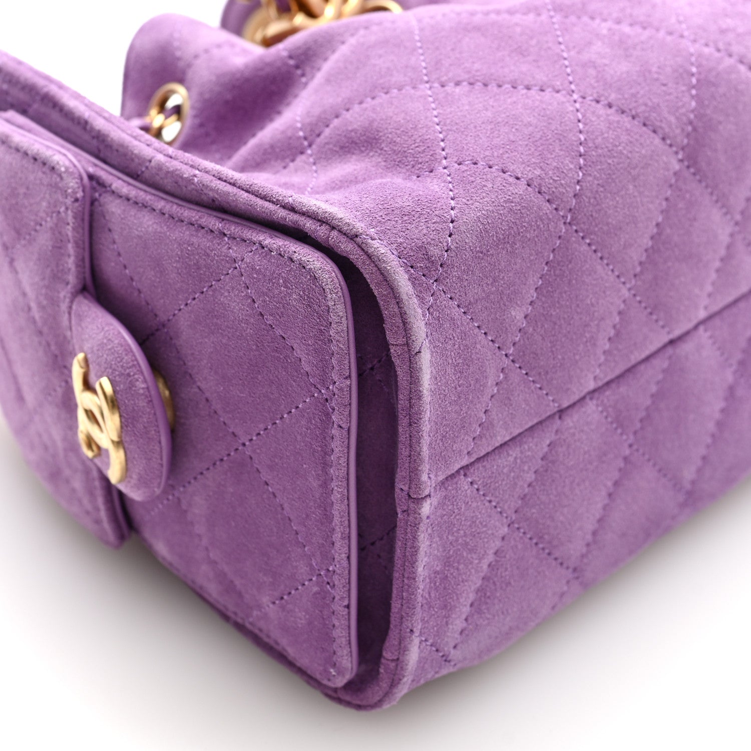 Suede Quilted Mini CHNL 25 Handbag Purple