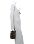 Vitello Liberty F is FNDI Bi-Color FF 1974 Embossed Mini Mon Tresor Bucket Bag Maya Black