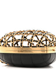 Metal Lambskin Quilted CC Heart Minaudiere Crossbody Black