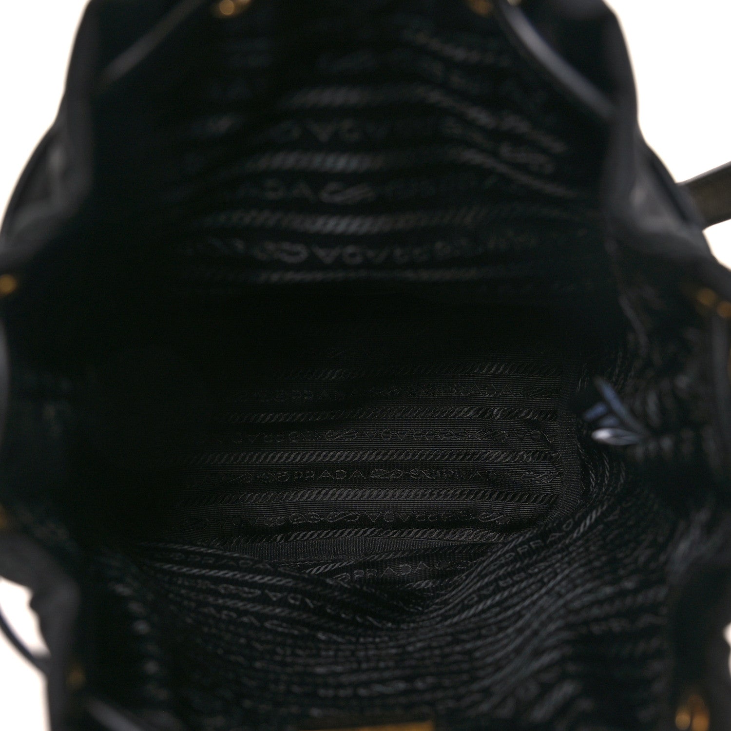 Re-Nylon Saffiano Stitched Duet Bucket Bag Black