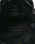 Re-Nylon Saffiano Stitched Duet Bucket Bag Black