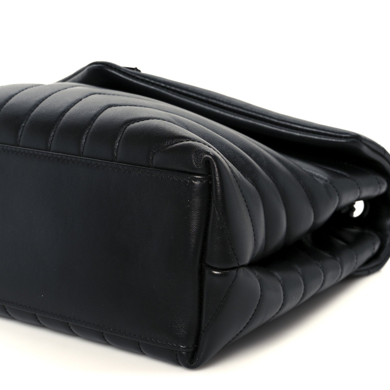 Calfskin Y Quilted Monogram Monochrome Medium Loulou Chain Satchel Black