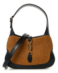 Straw Lux Boarded Dyana Lux Calfskin Small Jackie 1961 Hobo Natural Blue