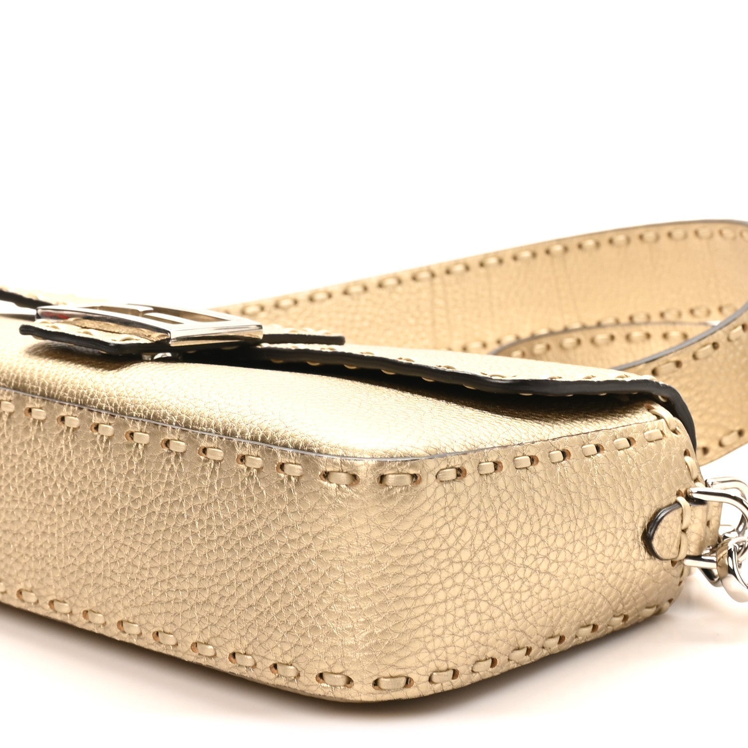 Cuoio Roma Sellerissima Nappa Sintetica Tape Stitch Baguette Platino