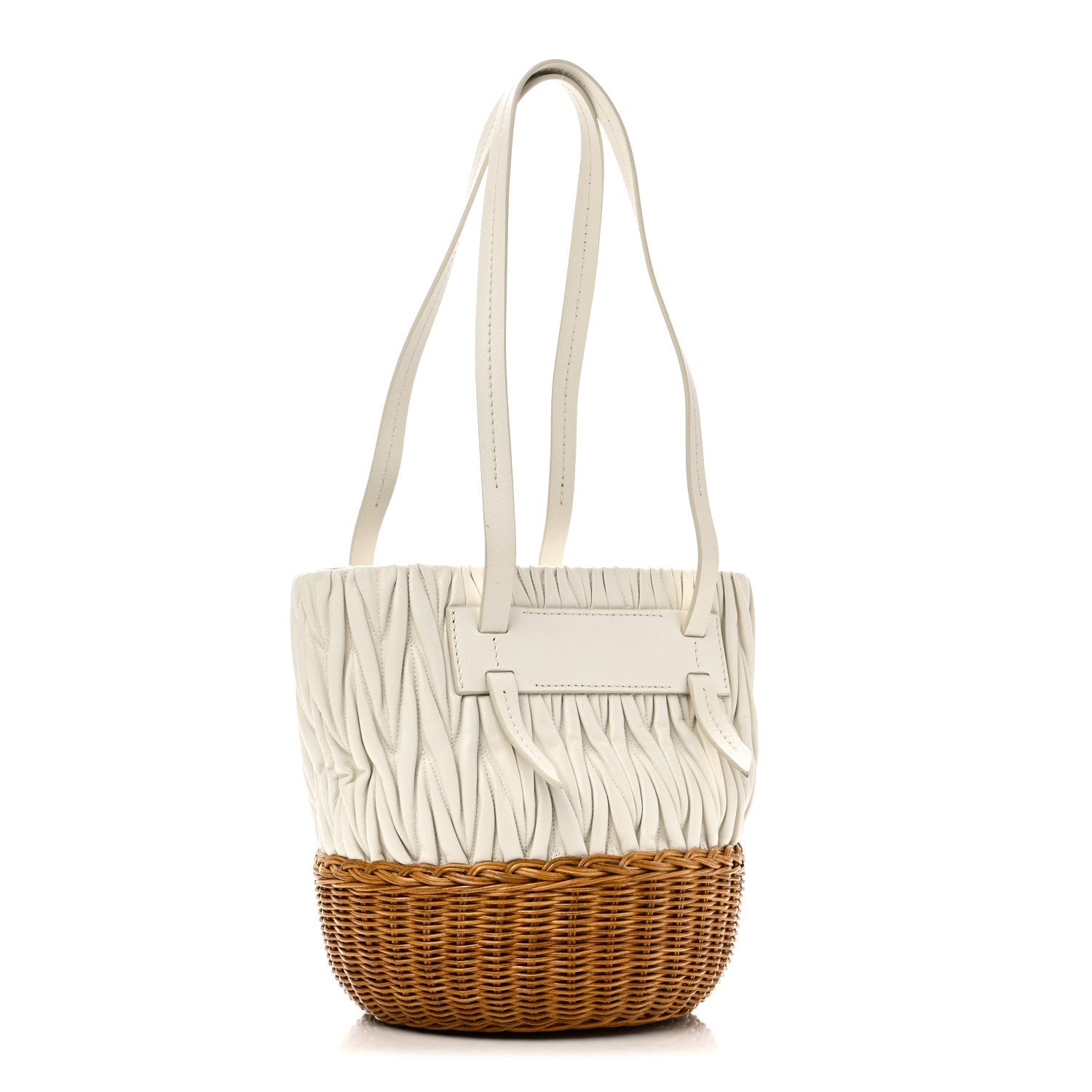 Nappa Matelasse Wicker Basket Bag White Miele