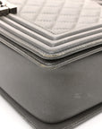 Metallic Lambskin Stingray Quilted Medium Boy Flap Silver