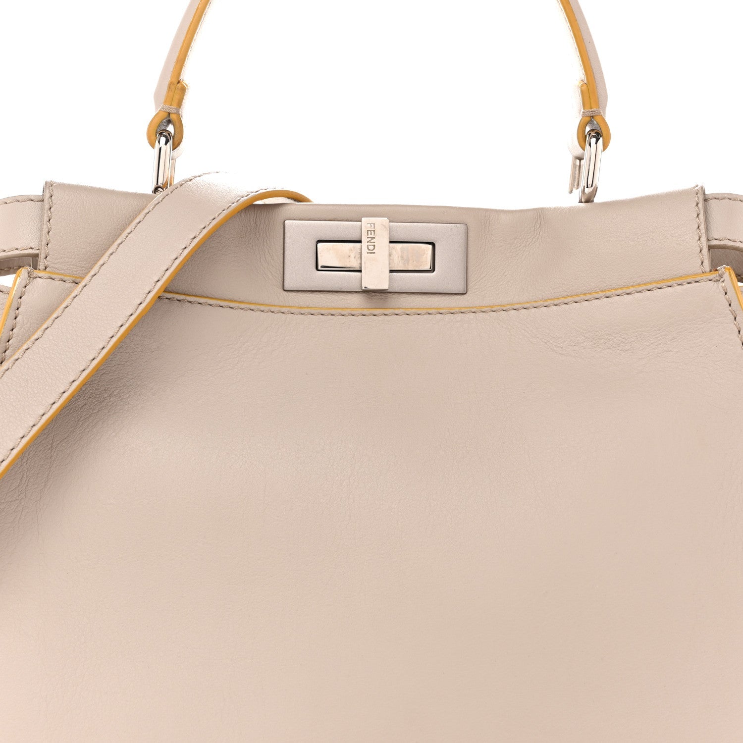 Vitello Seta Burro Medium Peekaboo Iconic Satchel Grigio Polvere Mattone