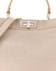 Vitello Seta Burro Medium Peekaboo Iconic Satchel Grigio Polvere Mattone