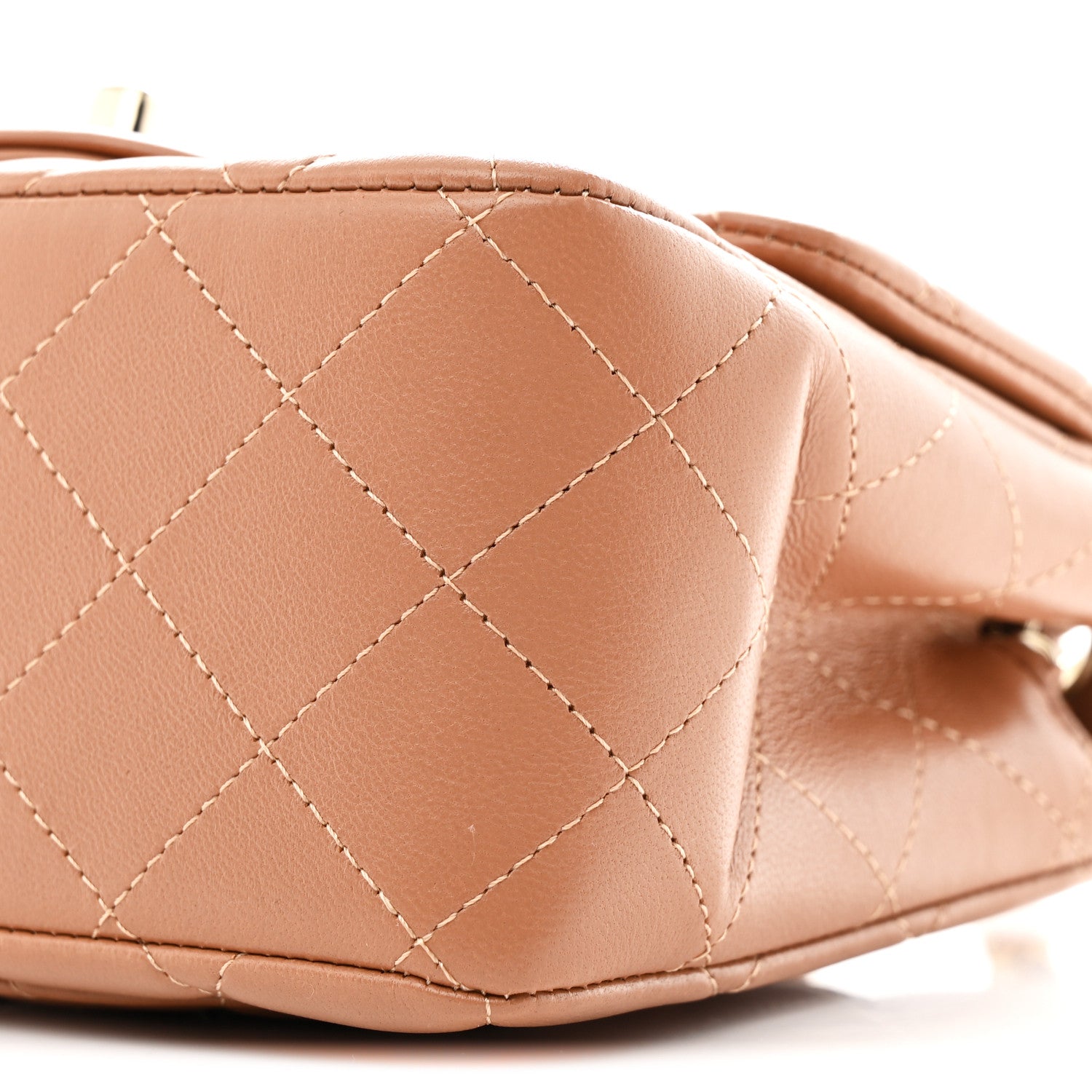 Lambskin Quilted Mini Square Flap Brown