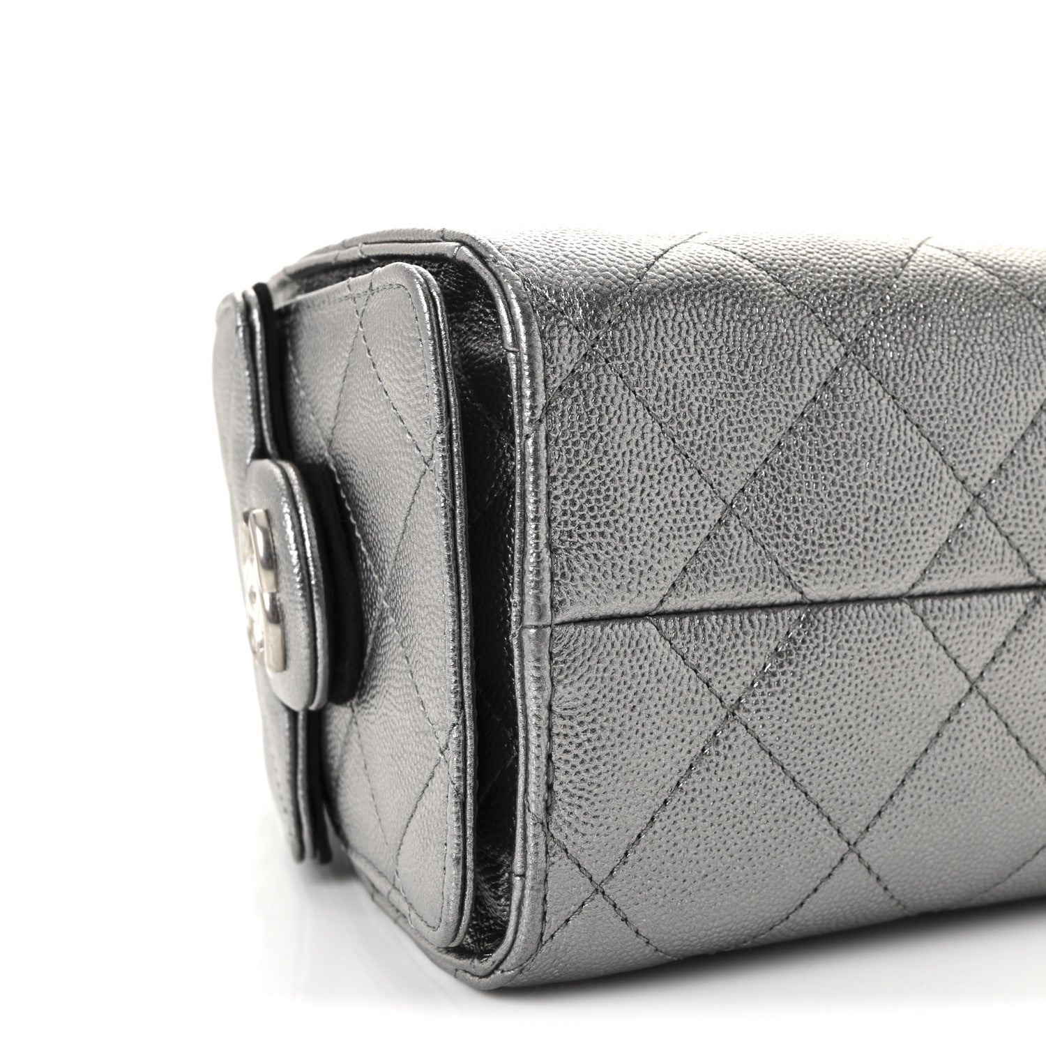 Metallic Caviar Quilted Mini CHNL 25 Handbag Anthracite
