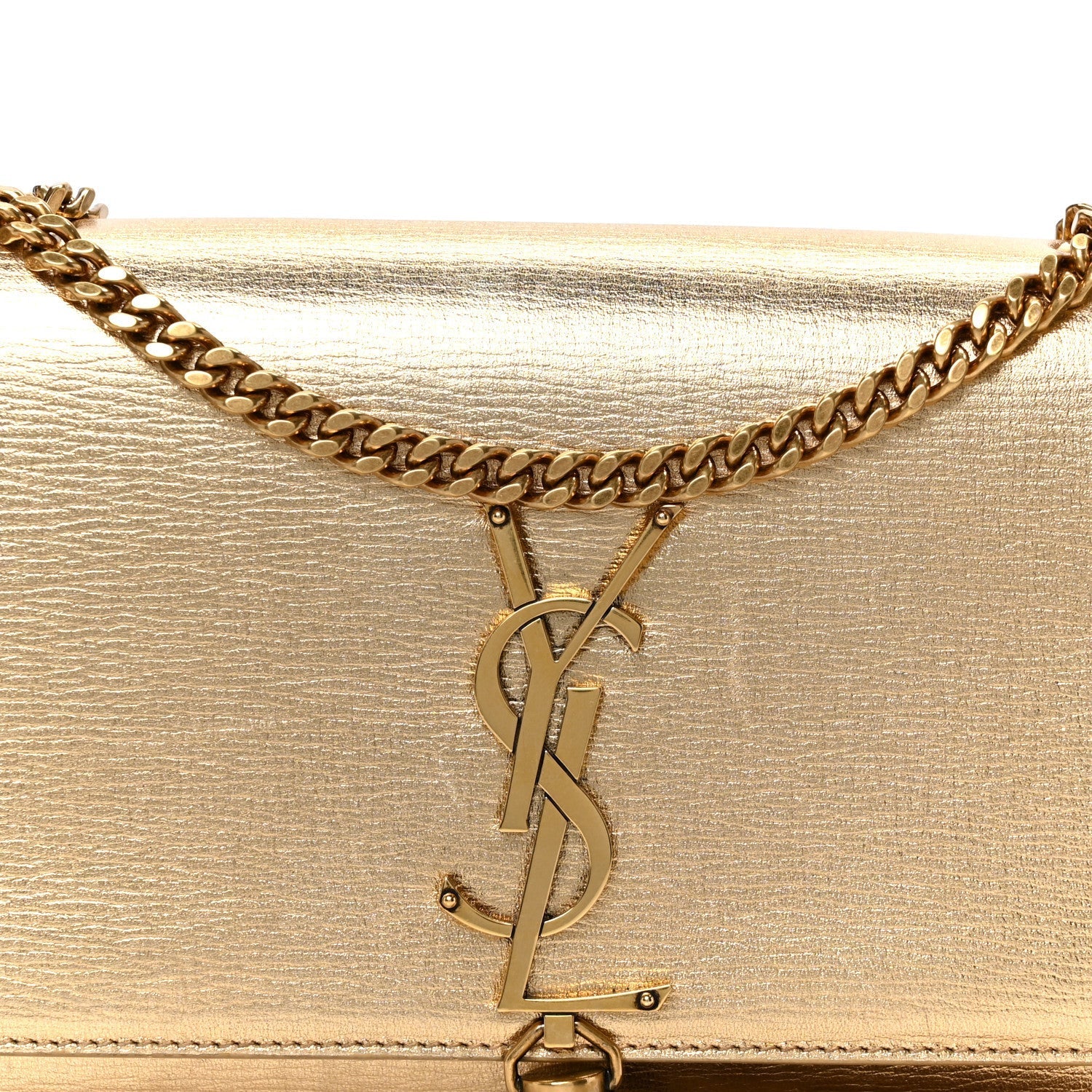 Metallic Calfskin Small Classic Monogram Kate Tassel Satchel Gold