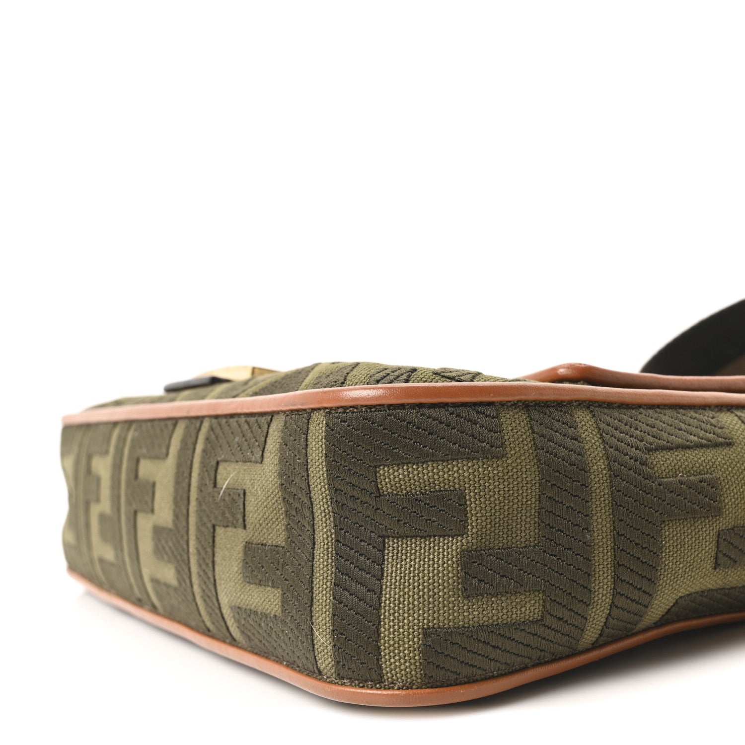 Canvas Vitello King FF Embroidered Baguette Amazzonia Cuoio
