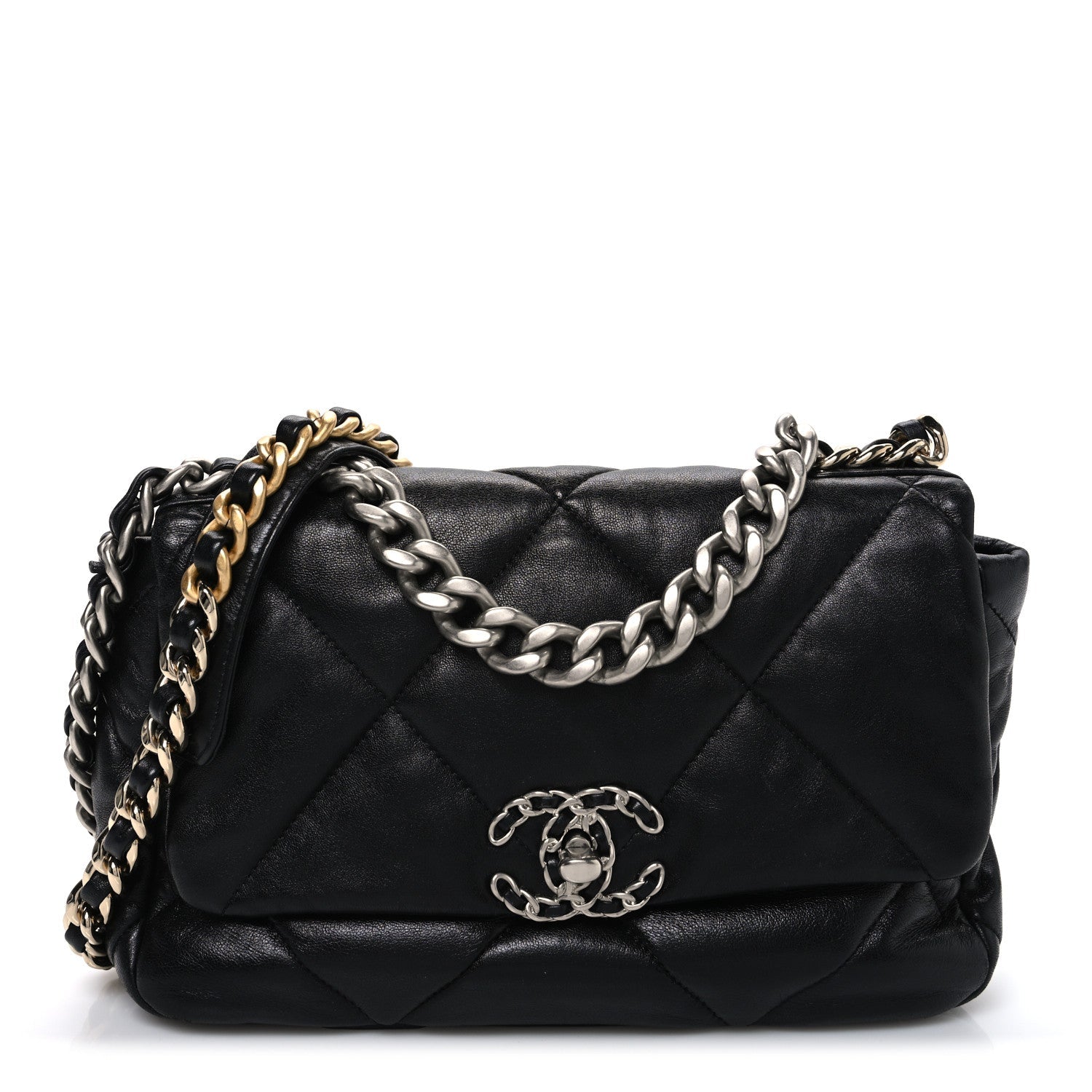 Lambskin Quilted Medium CHNL 19 Flap Black