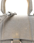 Glitter Fabric Hourglass Top Handle Bag XS Grey
