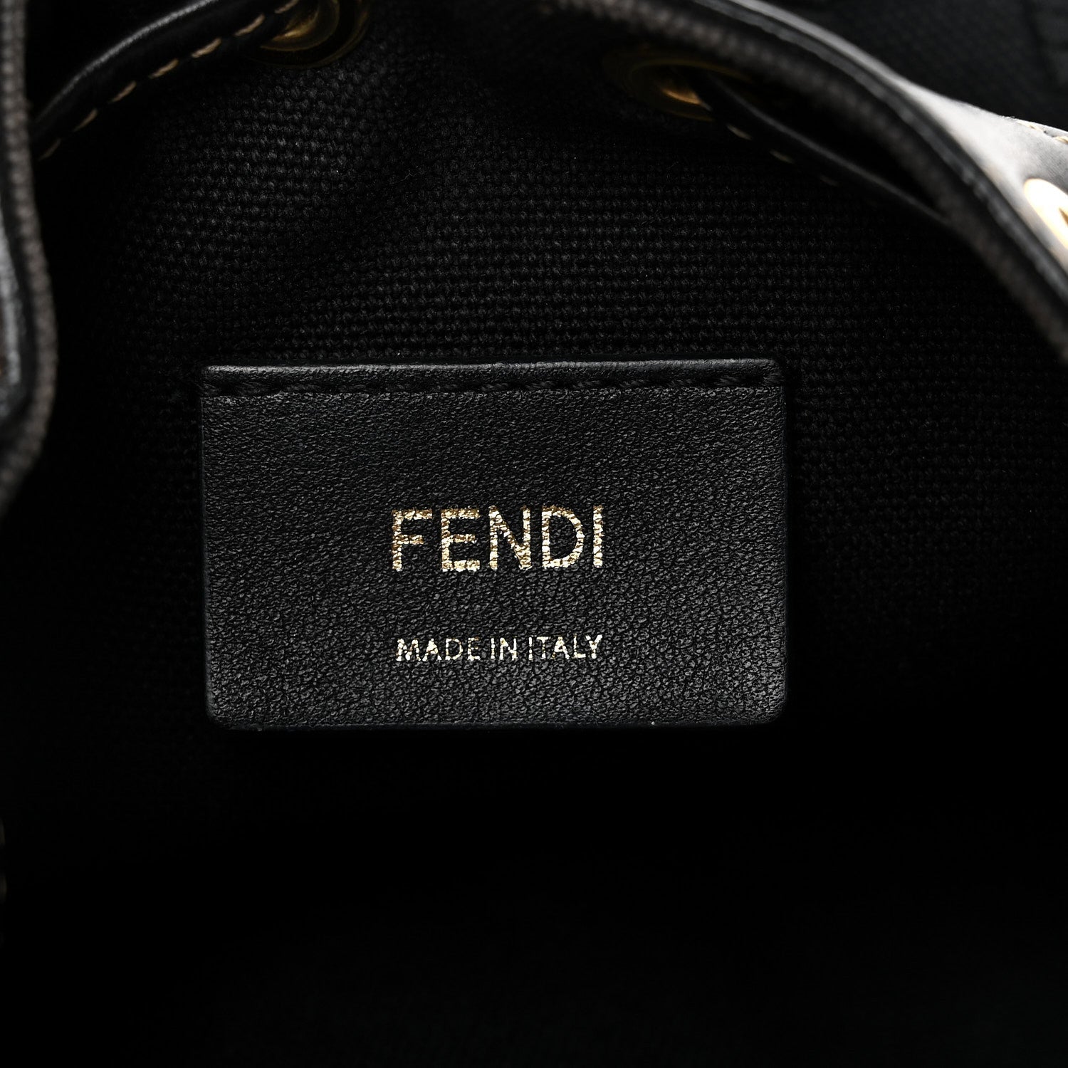 Canvas Vitello King F is FNDI FF Embroidered Mini Mon Tresor Bucket Bag Black