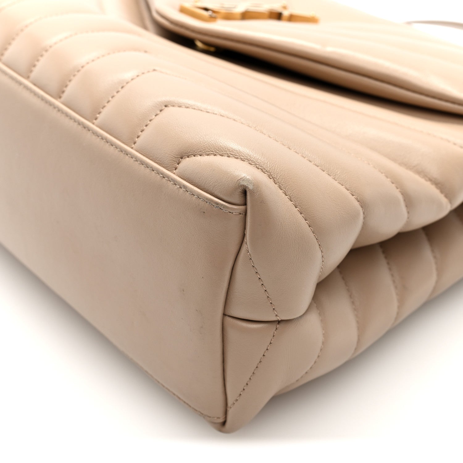 Calfskin Y Quilted Monogram Medium Loulou Chain Satchel Dark Beige