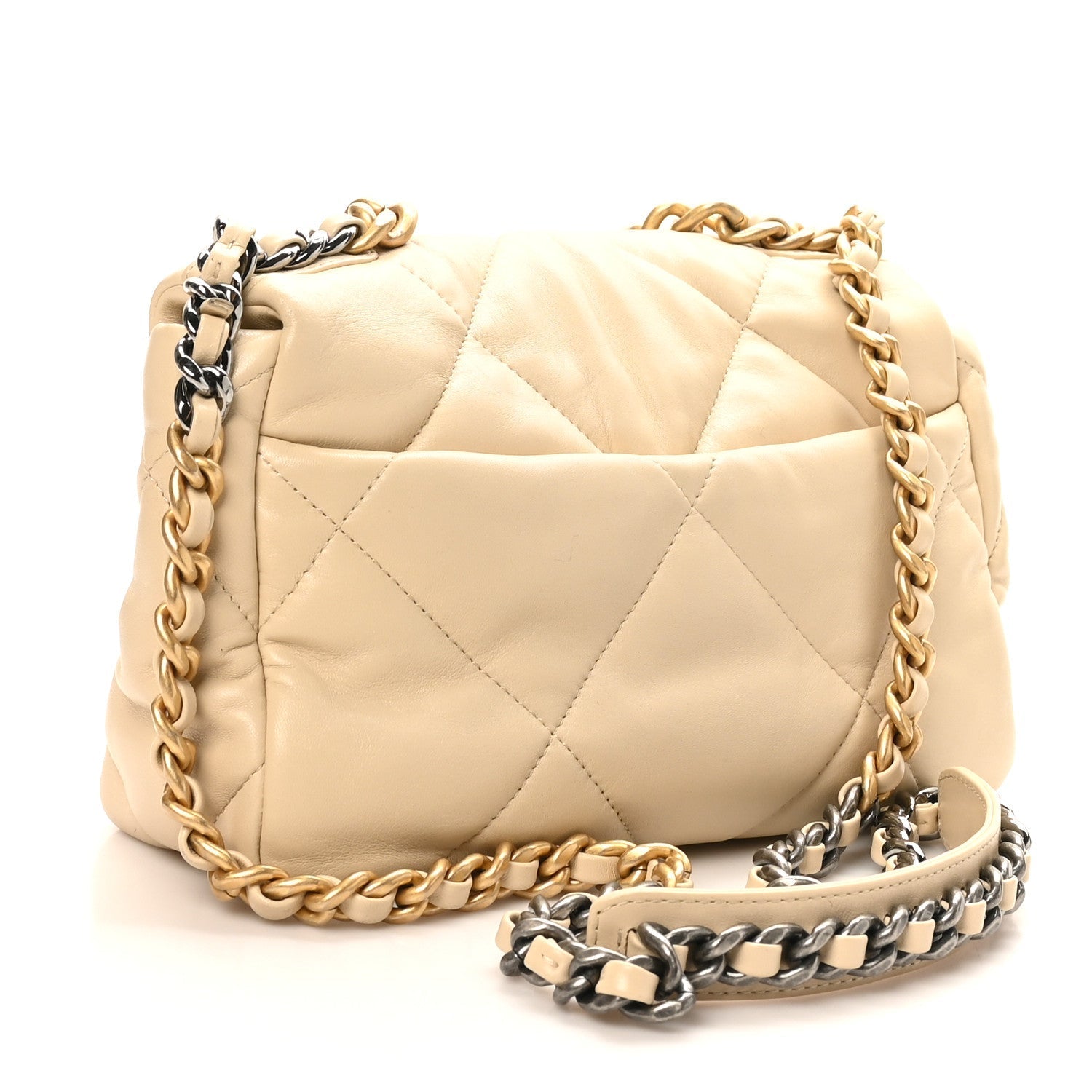 Lambskin Quilted Medium CHNL 19 Flap Beige