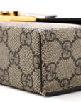 GG Supreme Monogram Calfskin Mini Padlock Top Handle Shoulder Bag Beige Black Cuir