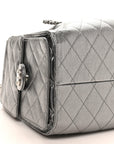 Metallic Caviar Quilted Small CHNL 25 Handbag Silver
