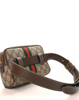 GG Supreme Monogram Web Small Ophidia Belt Bag 85 34 Dark Brown