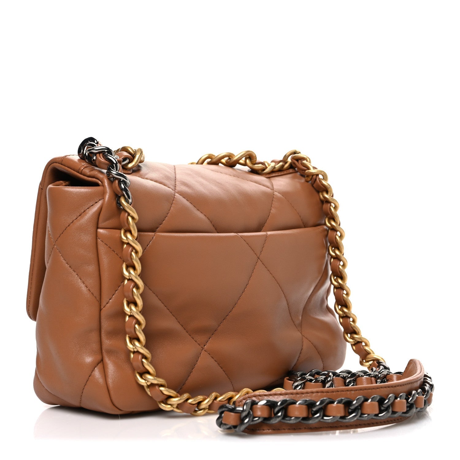 Lambskin Quilted Medium CHNL 19 Flap Brown