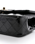 Patent Quilted Mini Top Handle Rectangular Flap Black