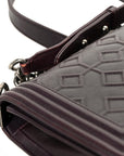 Calfskin Crystal Embossed Medium Boy Flap Plum