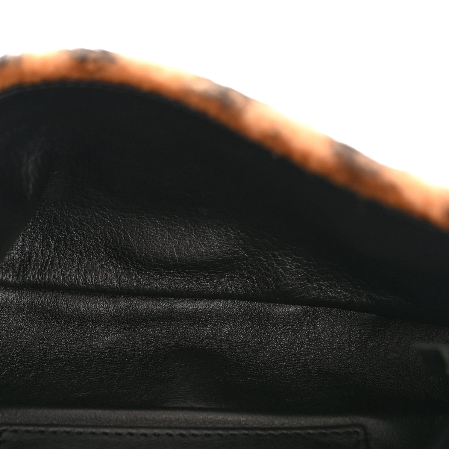 Shearling Vitello Dolce Macro FF 1974 Mini Baguette Tobacco Black