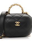 Lambskin Quilted CC Bubble Vanity Case With Chain Black