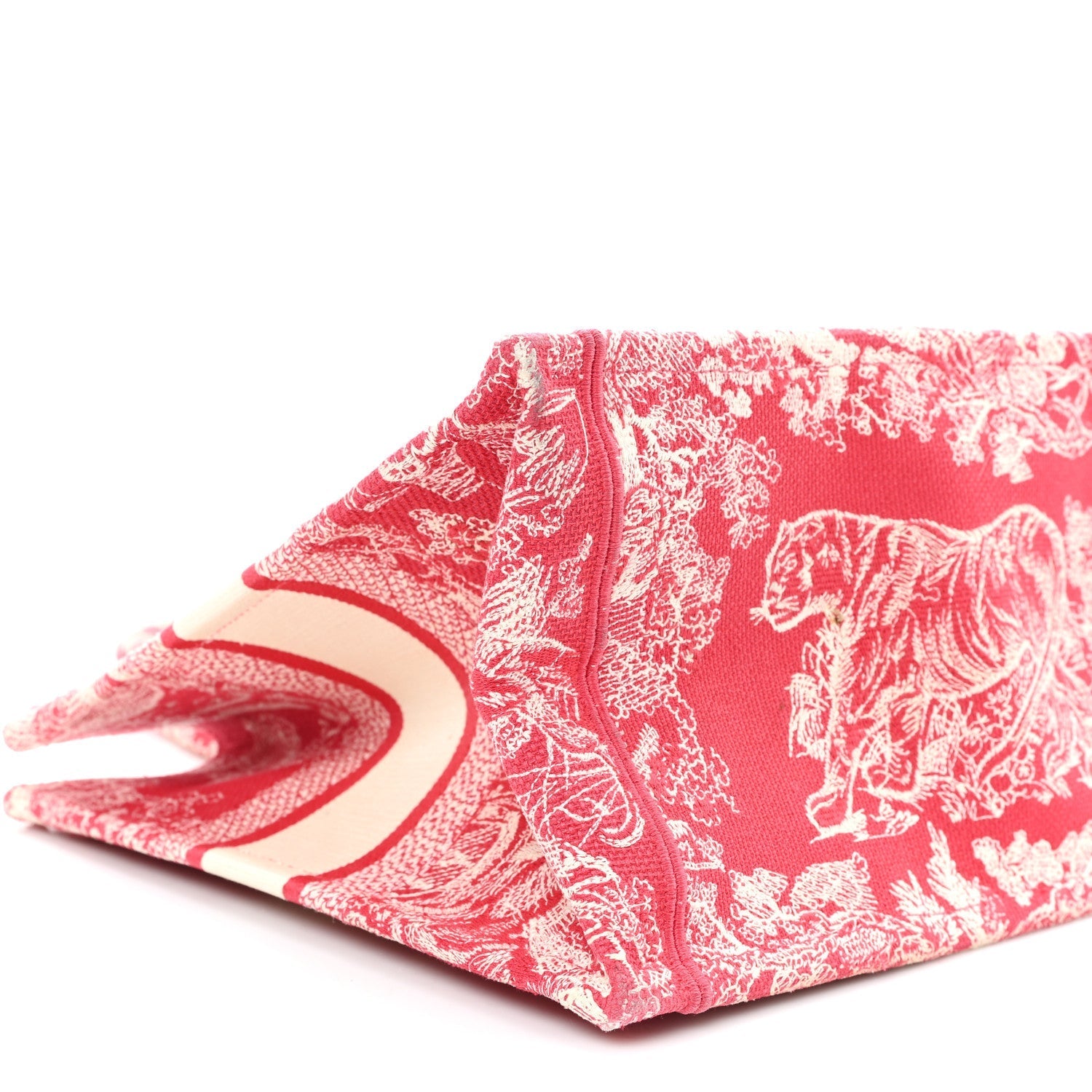 Canvas Embroidered Medium D1ORiviera Toile De Jouy Book Tote Raspberry