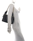 Braided Raffia Calfskin Small CHNL 25 Handbag Black White