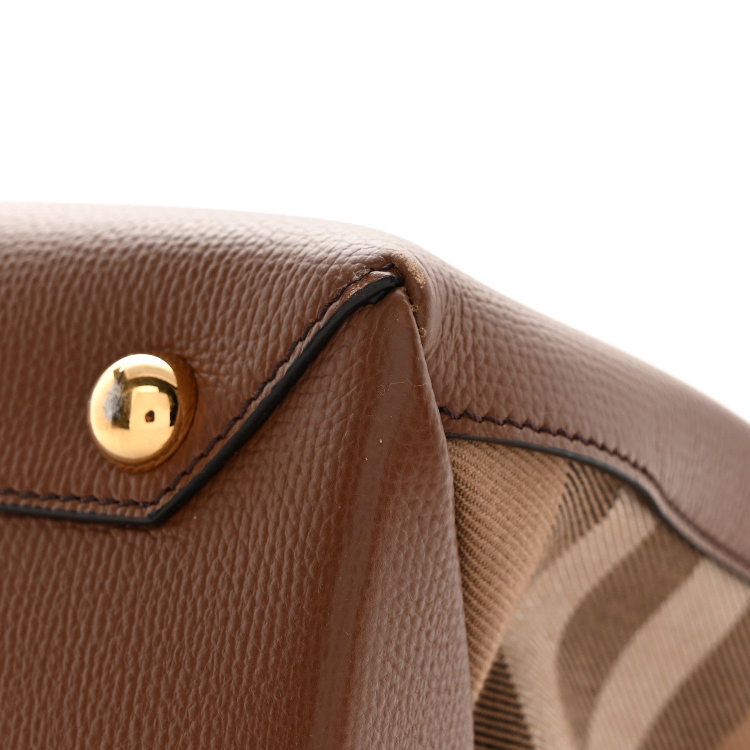 Grainy Calfskin House Check Medium Banner Tote Tan