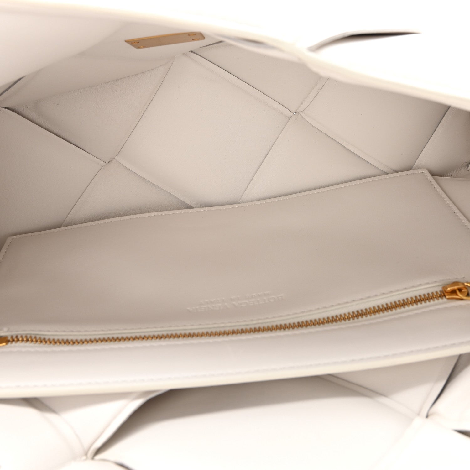 Nappa Intreccio Padded Top Handle Shoulder Bag White