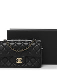 Lambskin Quilted Mini Rectangular Flap Black