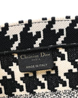 Canvas Macro Houndstooth Embroidered Medium Book Tote Black White