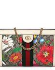 GG Supreme Monogram Flora Web Small Ophidia Chain Shoulder Bag White