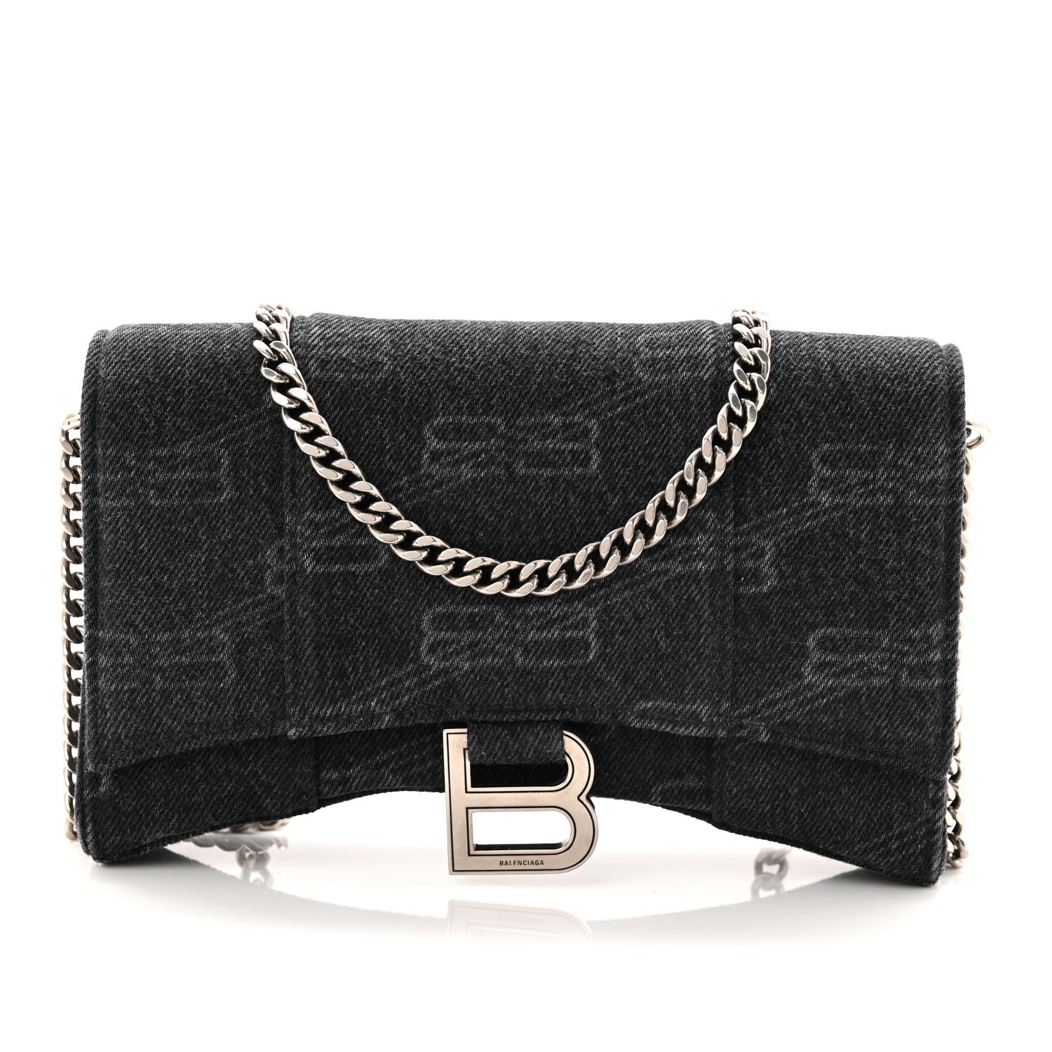 Denim BB Monogram Hourglass Chain Bag Black